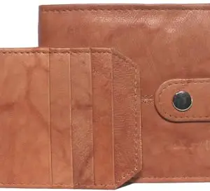 eXcorio Genuine Leather Solid Formal 12 Card Slots Wallet for Men (Tan, 12X9Cm)