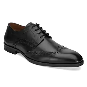 San Frissco Men's Lace Up Oxfords Formal Shoes with Cushioned Insole | Classic Leather Upper with TPR Sole Comfortable for Formal Occasions, Office Wear, and Business Meetings - 8(Black) SFLVT78605