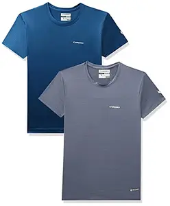 Charged Endure-003 Chameleon Spandex Knit Round Neck Sports T-Shirt Light-Grey Size Small And Charged Energy-004 Interlock Knit Hexagon Emboss Round Neck Sports T-Shirt Teal Size Small