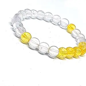 ASTROGHAR Real Citrine and Clear Quartz Crystals Stretch 8 mm Bracelet For men And Women