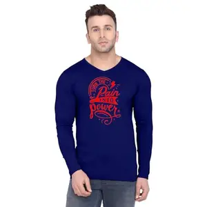 ALLEN BLACK Men's Round Neck T-Shirt, (AB_ T-Shirt_L_4696_BZR) Navy Blue