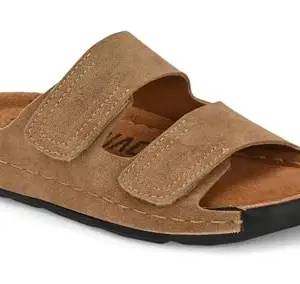 AFROJACK Men's Sandals – Original Leather Stylish & Trendy Lightweight Casual Slippers for Men, Comfortable Summer Footwear, Slip-On Sandals for Everyday Use (S771) (Beige)