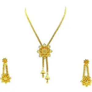 Abhirupa 1gm Gold Plated Necklace Set with a pair of earrings for women & girls.