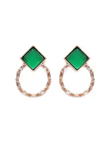 Mali Fionna Stylish Mother of Pearl Stone Earrings for Women (Green)