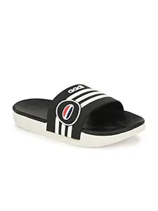 AADI Men's Black Synthetic Leather Daily Use Casual Flip Flop & Slippers