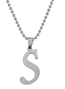 Airtick Unisex Metal Fancy & Stylish Trending Name English Alphabet 'S' Letter Locket Pendant Necklace With Ball Chain For Men's And Women's