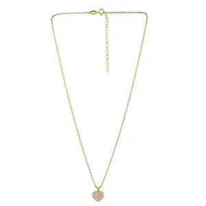 Carlton London Women's Western Brass Women Gold-Plated CZ Studded Pendant with Chain