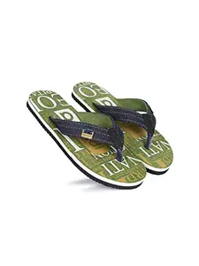 AADI Men's Olive Textile Casual Flip Flop & Slippers