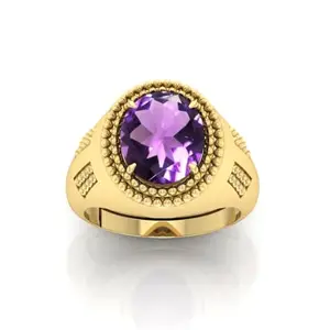 RRVGEM AMETHYST Ring 14.00 Ratti Certified AAA++ Quality Natural AMETHYST stone Ring Gold Plated for Men and Women's