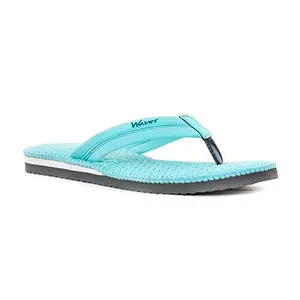 Khadim's Waves Turquoise Thong Slippers for Women