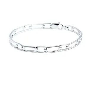 BG JEWELLER Silver Tone Rectangular Link Bracelet for Men – 22 cm Length