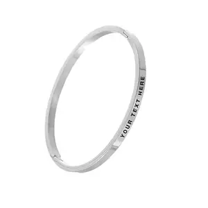 Personalized Stainless-Steel Cuff Bracelet with Free Custom Inspirational Text Engrave Name Mantra Text Minimalist Bracelet for Men & Women