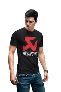 streetsoul moto apparels Akrapovic Printed Biker Tshirt (X-Large) Black