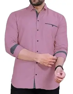CB-COLEBROOK Men's Regular Fit Solid Soft Touch Cotton Casual Shirt with Pocket Design with Spread Collar & Full Sleeves (Available in Plus Size)