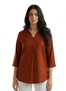 MIRHANIKA Women Long Shirt Soft Viscose Rayon Stylish Hemline Solid Casual Top Western Tunic Shirt Office Formal Wear