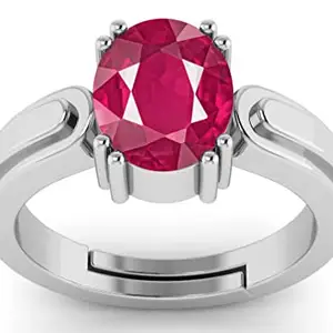 BALATANK� 12.50 Ratti / 11.20 Carat Certified Unheated Ruby Manik Gemstone Panchdhatu Silver Plated Ring for Women's and Men's (Lab - Approved)