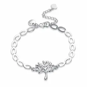 Bling Queen Women's Tree Of Life Chain Bracelet With Lobster Clasp, Ladies Bracelet, Tree Charm, Dainty Bracelets For Women, Casual Bracelets For Women Everyday, Tree Themed Bracelet(Silver)