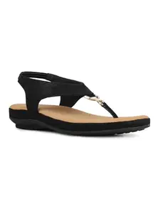 Inc.5 Womens Black Printed Round Toe V-strap Fashion Sandals