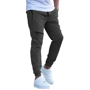 Men’s Utility Track Pants | Sleek Polyester Joggers with Secure Zippers | Versatile Gym & Lounge Lowers (in, Alpha, XL, Regular, Grey)
