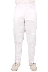 D V Enterprise School Uniform Boys White Full Pant with Elastic Regular Fit (38)