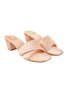 Shoetopia Stylish Solid Rose-Gold Block Heels for Women & Girls /UK6