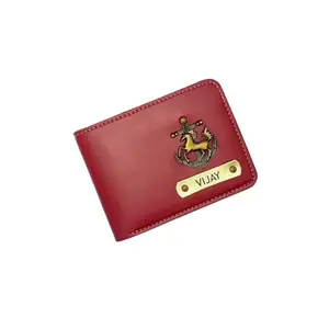 NAVYA ROYAL ART Customized Wallet Gifts for Men Leather Wallet for Men and Boys =- Personalized Wallet with Name & Charm Purse (Red)