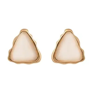 I Jewels Gold Plated Latest Stylish Lightweight Mother of Pearl Stud Earrings For Women (E3358W)