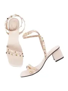 Shoetopia Women's Girls-Heel-504 Heeled Sandal-4 Kids UK (Girls-Heel-504-Cream)-EU37