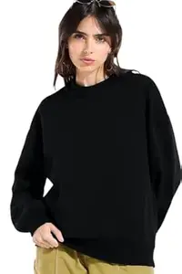 ALONE EAGLE Women's Pure Cotton Winterwear Full Sleeve Crew Neck Oversized Sweatshirt