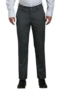 Louis Philippe Men's Slim Fit Elastica - Flat Front Comfort Stretch for All Day Comfort & Flexibility Checks Formal Trouser
