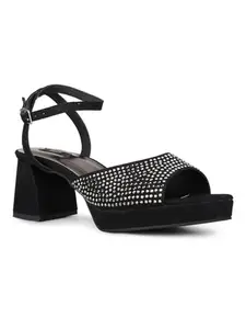 Inc.5 Womens Black Ethnic Open toe Block Heel Sandals