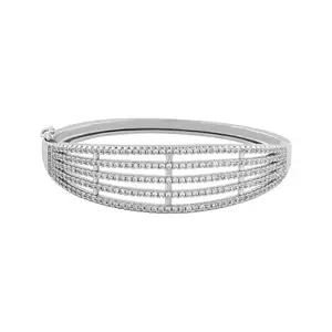 TEEJH Lavanya Lustre CZ Stones Silver Bracelet