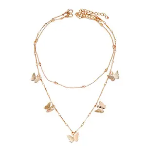 Shining Diva Fashion Stylish Multilayer Chain Pendant Necklace for Women and Girls (rrsd14573np), Gold