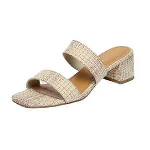 MONROW Heels for Women & Girls | Fancy & Stylish Heels | Extra Cushioning & Comfortable, Fashionable, Light Weight, Fashion Heels for Girls (Cream/5-UK)