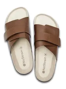 NoStrain Men's Cork Sandals with Double Layered | Stylish Vegan Leather Sandals | Environment Friendly | Comfortable & Sustainable | Casual and Formal Wear (Cookie Brown, 6)