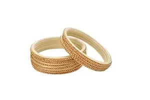 HOUSE OF BANGLEZ Women’s Gold Stone Studded Bangles Set of 12