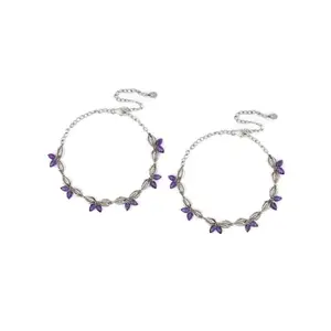 Shaya by Caratlane Oxidised Mammilaria Bloom Anklets in 925 Silver for women