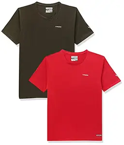 Charged Brisk-002 Melange Round Neck Sports T-Shirt Olive Size Xl And Charged Brisk-002 Melange Round Neck Sports T-Shirt Red Size Xl