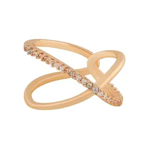 TEEJH Sundara Spark CZ Stones Rose Gold Ring