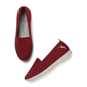 Marc Loire Women's Athleisure Knitted Active Wear Slip-On Ballet Loafer Shoes for Daily Walking (Maroon II, Numeric_6)