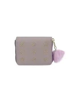 Hand Bag for Woman and Girls Credit Card Holder Wallet Blocking Secure Card Case ID Case Organizer Zipper Wallet Purple Colour