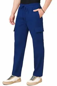 RIKSAW Men's Cargo Polyester Pants for Men || Regular Fit Mid Rise Cargo Joggers Solid Pants (CG_05)