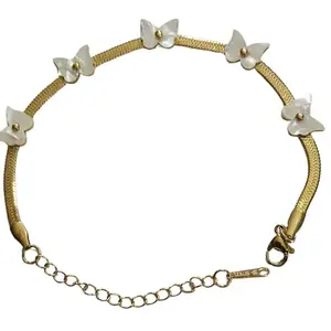 Avyukta jewels Elegant Anti-Tarnish Gold-Plated Chain Bracelet with Five Daisies & Butterfly Design for Women & Girls | Ideal for Any Occasion