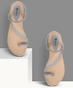 Picktoes PT-400 Women's Grey Synthetic Leather Casual Flat Sandal