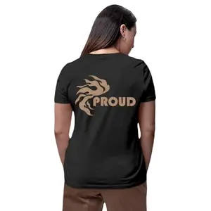 FIGHTERHERO Cotton Blend Women's Casual T-Shirt | Brown Wear Your Pride Printed T-Shirt for Women (Dark Grey, XS)