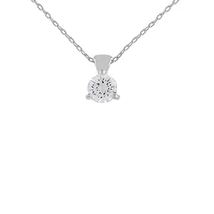 VOYLLA 925 Sterling Silver American Diamond CZ Single Stone Pendant & Chain for Women