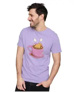 ALLEN BLACK Men's & Women's Regular Fit 100% Cotton T-Shirt (CAPYBA17-Iris Lavender 4XL Men Round_)