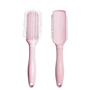 BlackLaoban Anti-Static Massage Flat Hair Brush Nylon Bristle Hair Brush For Blow Drying, Styling, Curling, Straighten All Type Hairs For Women & Men (Pink)