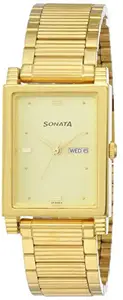 Sonata Champagne Dial Analog watch For Men-NP7058YM05
