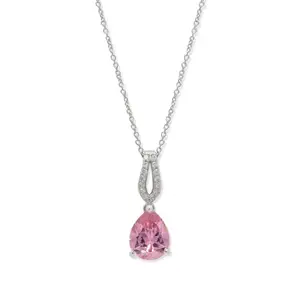 CHIVRI Rosy Bloom Sterling Silver Pendant Necklace | 925 Hallmarked | AAA+ Zircon Stones | Rhodium Finish | Hypoallergenic | Includes Authenticity Certificate & Care Kit